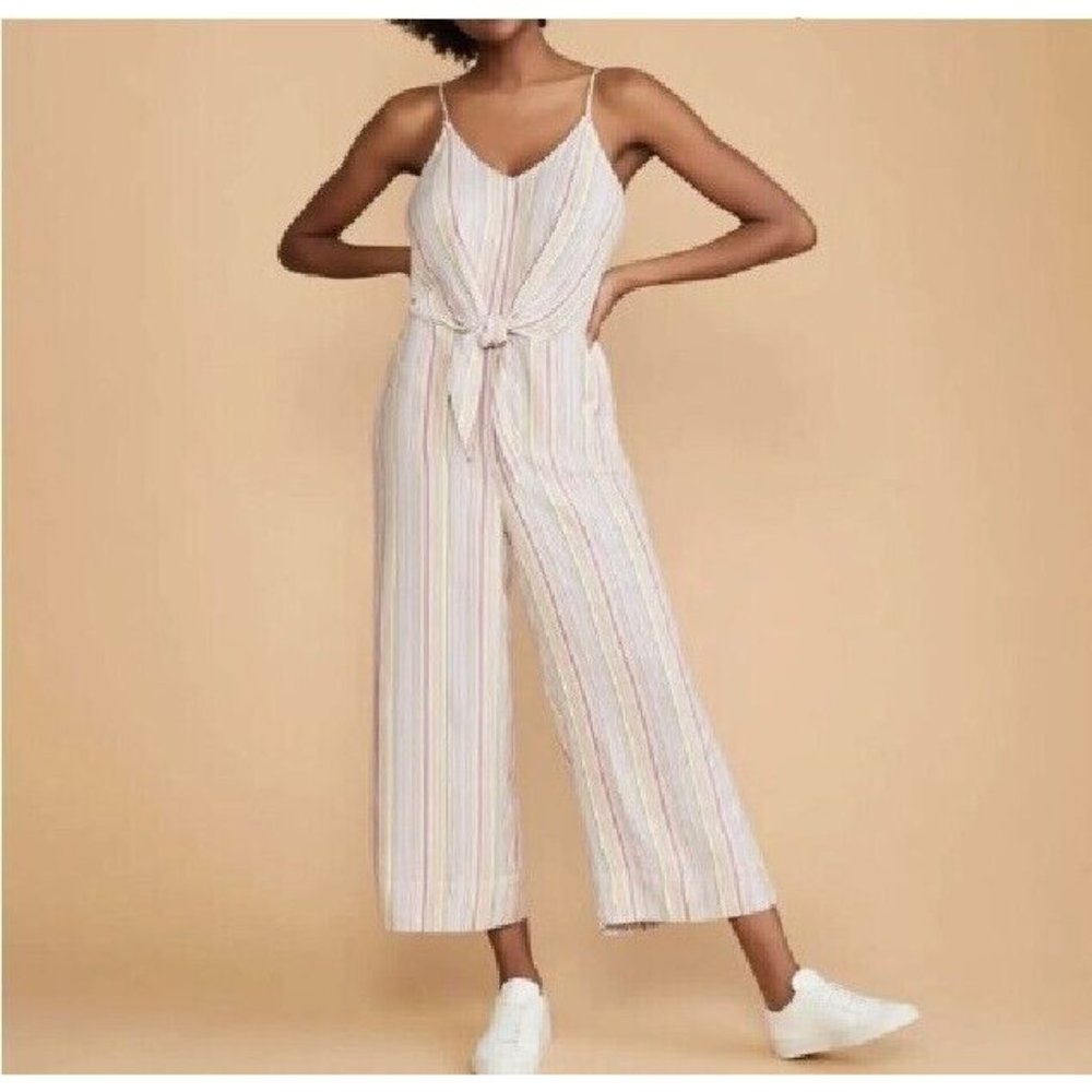 Lou & Grey Loft Striped Jumpsuit Sleeveless Wide Leg Ankle Size XS Colorful